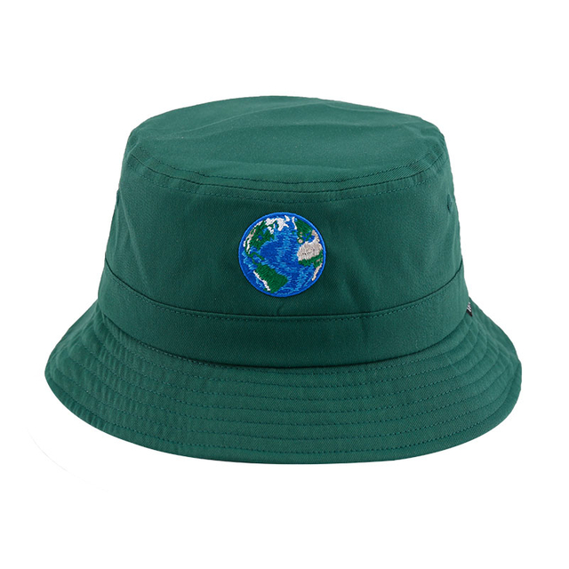 Outdoor Casual Custom Embroidery Patch Logo Sun Fishermen Caps Popular Style Dark Green Organic Cotton Bucket Hats