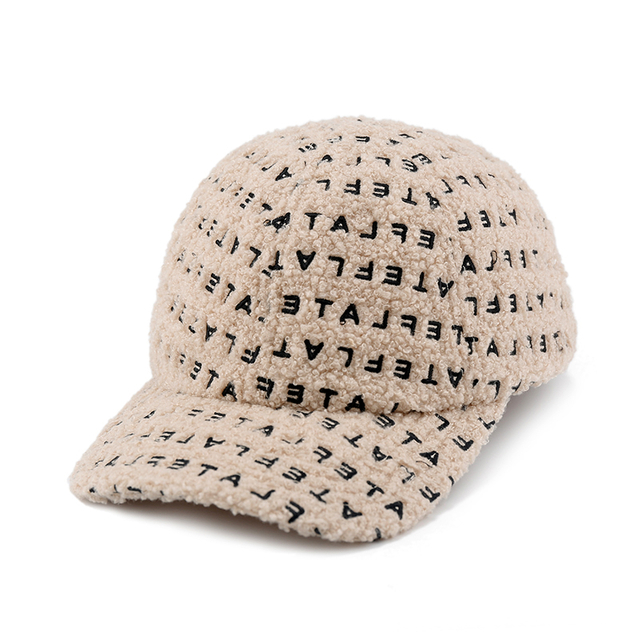 51% recycle polyester & 49% polyester custom logo unstructured distressed dad hat winter warm lamb wool tan khaki luxury baseball caps