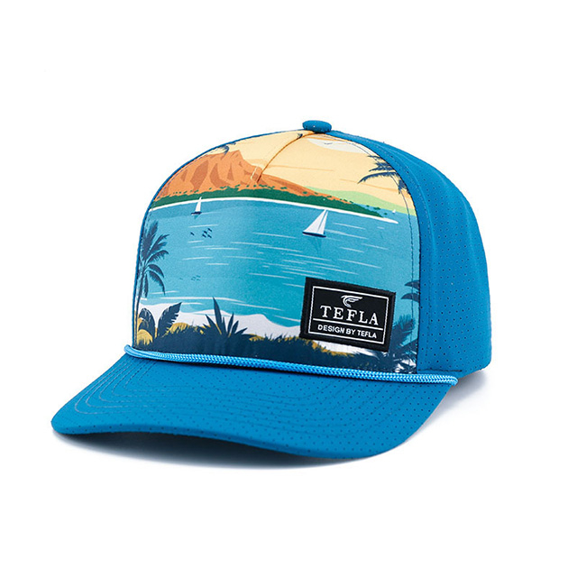 Custom Woven Label Sport Mesh Cap High Quality Sublimation Print 5 Panel Custom Cap & Hat for Man