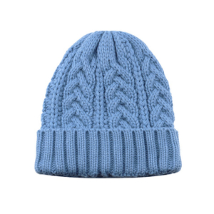 2024 Blue Color Plain Daily Style Winter Warm 100% Acrylic Custom Knitted Beanies Hat with High Quality