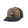 Wholesale Structured Camouflage 6 Panel Mid-Profile Mesh Back Trucker Snapback Hat with Rubber Badge