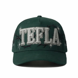 TEFLA Factory Custom 3d Embroidery Baseball Hat Caps with Rhinestone