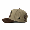 Flat Embroidery Logo 5 Panels Baseball Caps 2 Tone Cotton baseball cap with suede visor