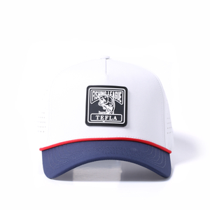 5 Panels Customized Pvc Rubber Patch Laser Cut Golf Hat Fast Dry Caps with 2 Tone 